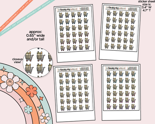 Rainbow Grocery Carts Doodled Icon Stickers