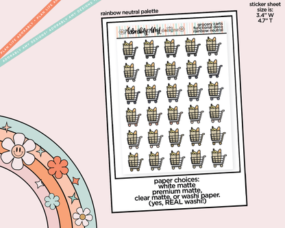 Rainbow Grocery Carts Doodled Icon Stickers