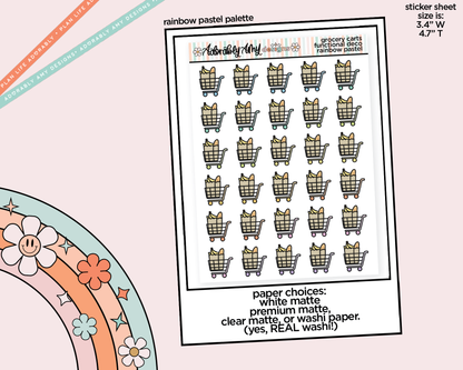 Rainbow Grocery Carts Doodled Icon Stickers