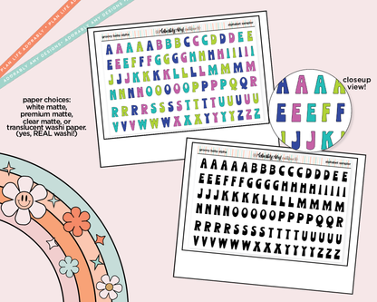 Groovy Baby Alphabet Stickers Deco Typography Sampler Planner Stickers