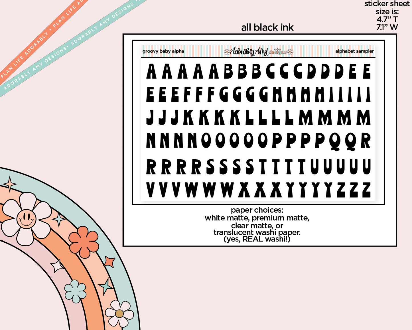 Groovy Baby Alphabet Stickers Deco Typography Sampler Planner Stickers