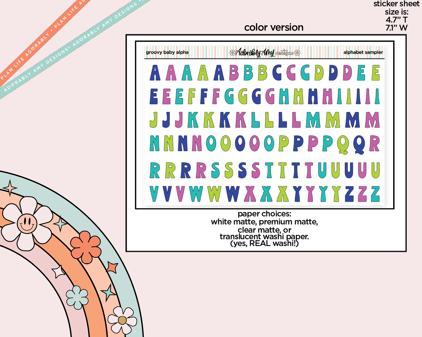 Groovy Baby Alphabet Stickers Deco Typography Sampler Planner Stickers