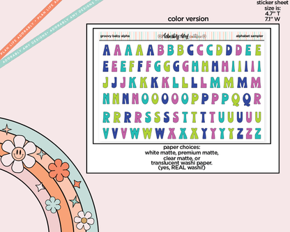 Groovy Baby Alphabet Stickers Deco Typography Sampler Planner Stickers