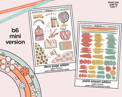 Mini B6 Groovy Back to School Planner Sticker Kit sized for ANY Vertical Insert