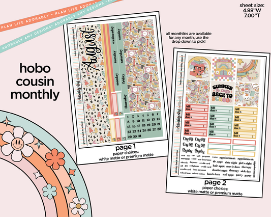 Hobonichi Cousin Monthly Pick Your Month Groovy Back to School Planner Sticker Kit for Hobo Cousin or Similar Planners