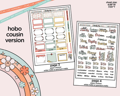 Hobonichi Cousin Weekly Groovy Back to School Planner Sticker Kit for Hobo Cousin or Similar Planners