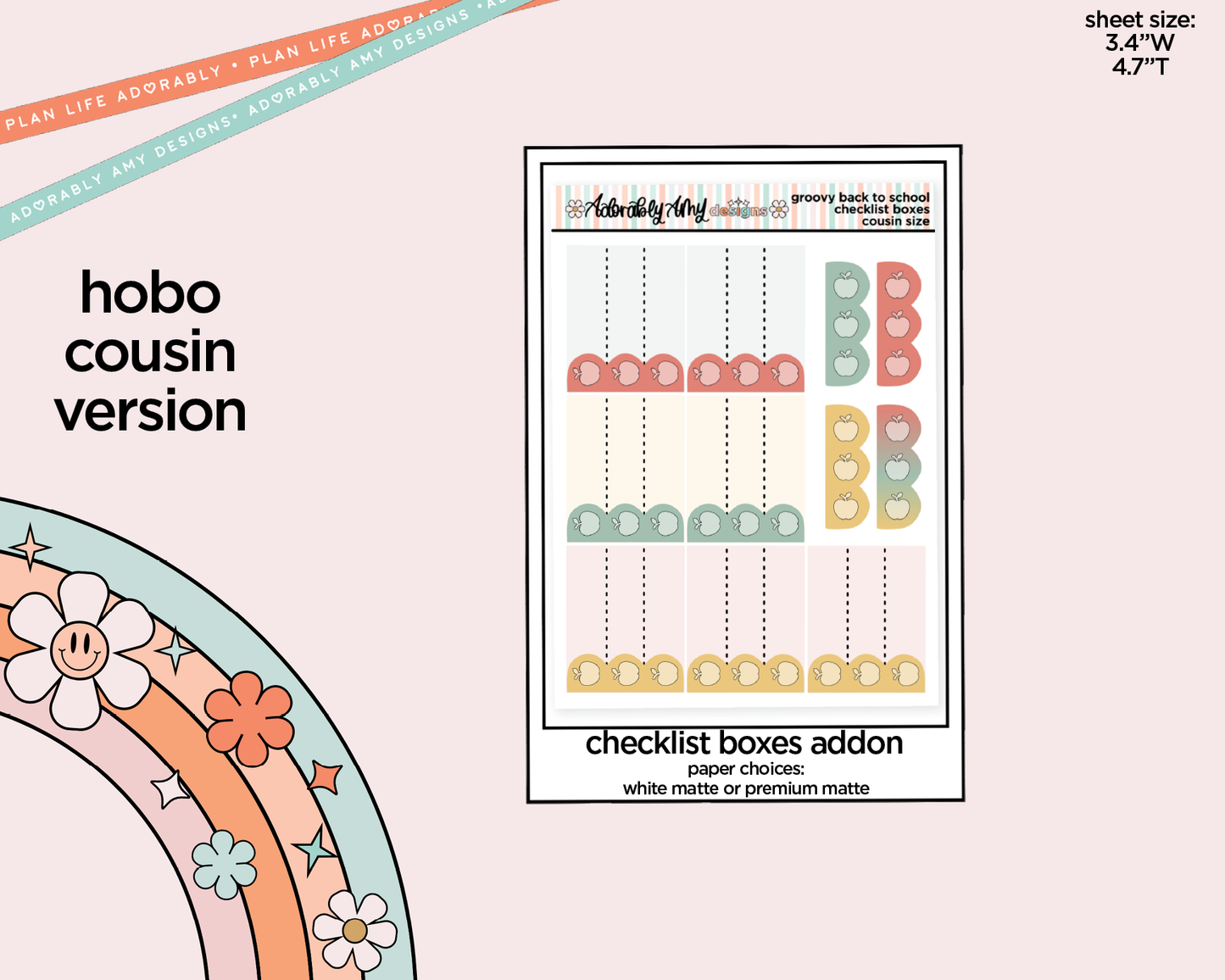 Hobonichi Cousin Weekly Groovy Back to School Planner Sticker Kit for Hobo Cousin or Similar Planners