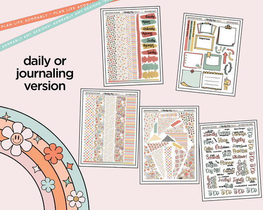 Journaling and Daily Planning Groovy Back to School Planner Sticker Kit