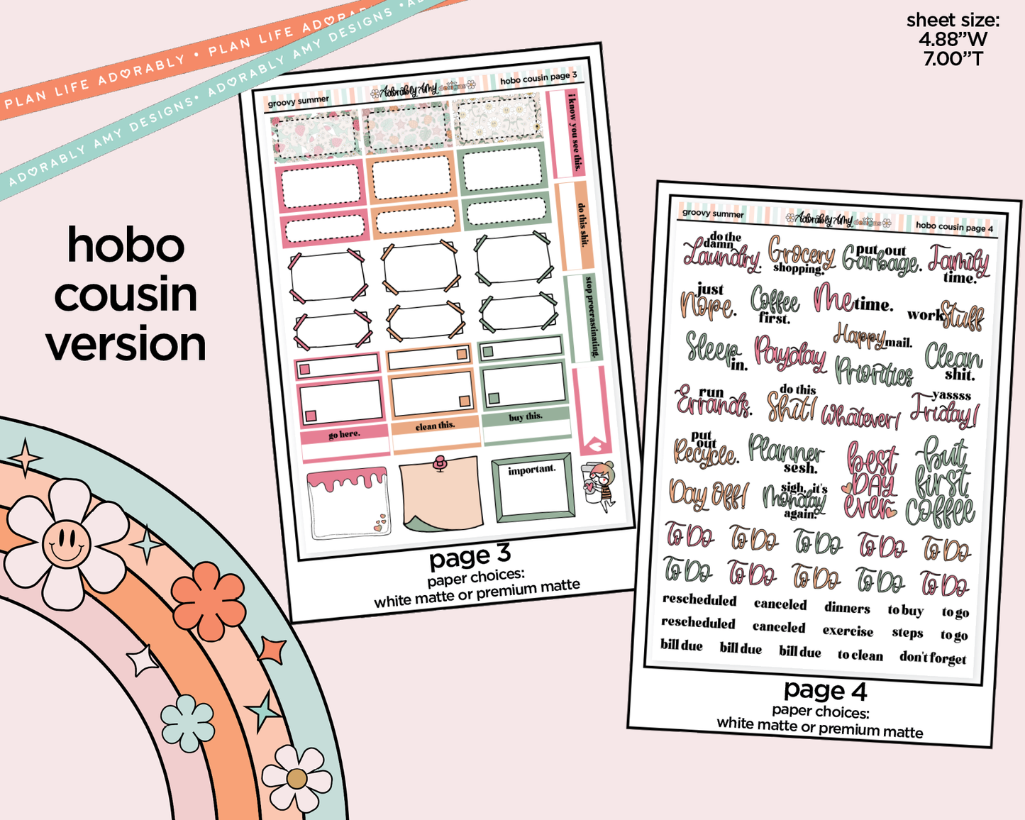 Hobonichi Cousin Weekly Groovy Summer Planner Sticker Kit for Hobo Cousin or Similar Planners