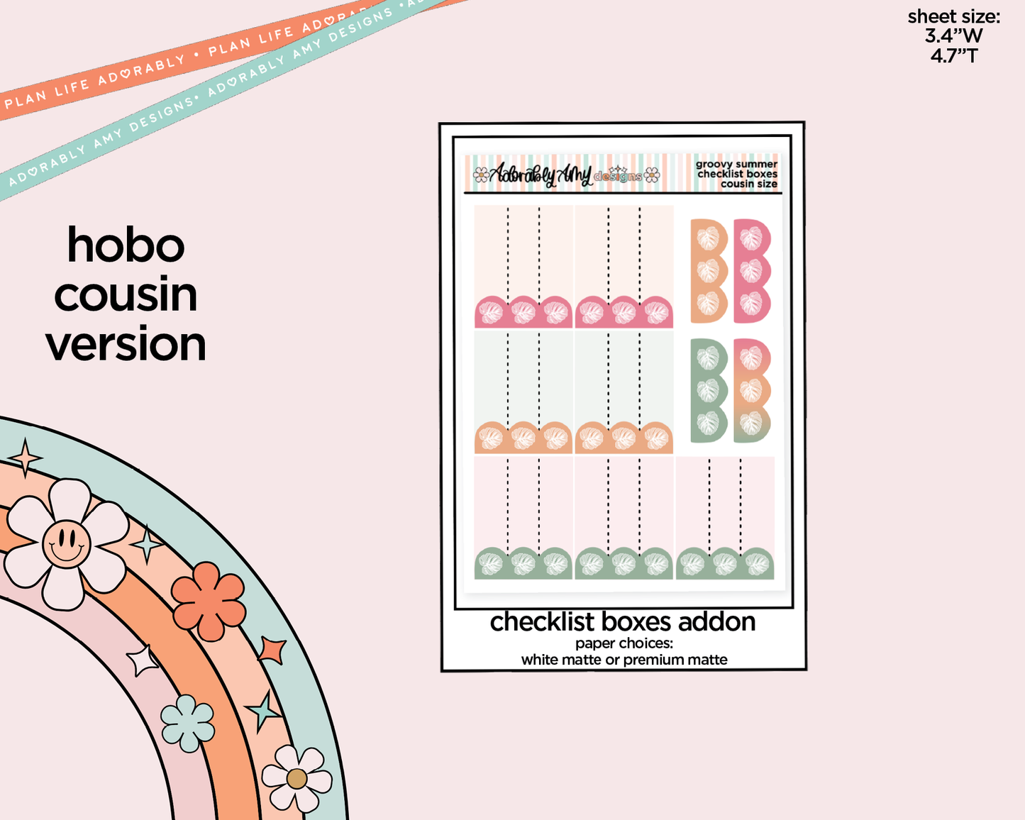 Hobonichi Cousin Weekly Groovy Summer Planner Sticker Kit for Hobo Cousin or Similar Planners