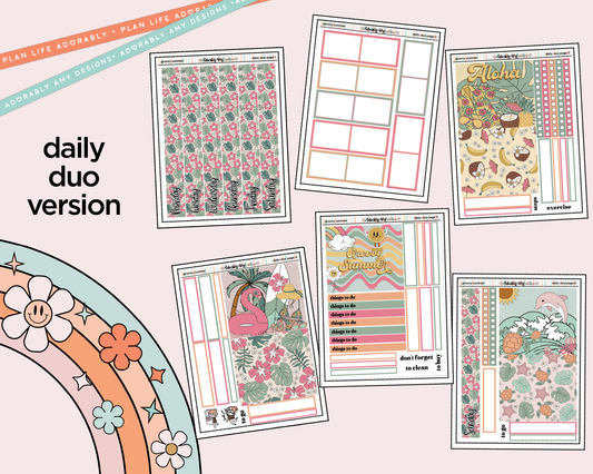 Daily Duo Groovy Summer Weekly Planner Sticker Kit for Daily Duo Planner
