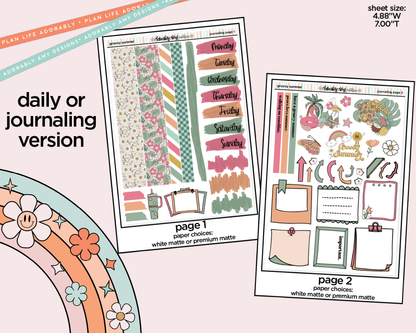 Journaling and Daily Planning Groovy Summer Planner Sticker Kit