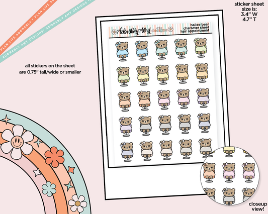 Bailee Bear Hair Appointment Decoration Character Planner Stickers