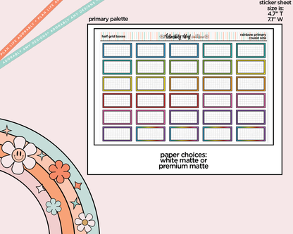 Hobo Cousin Half Grid Boxes Planner Stickers for Hobo Cousin or any Planner or Insert