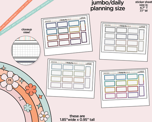 Rainbow Half Grid Boxes Large/Jumbo Stickers for any Planner or Insert