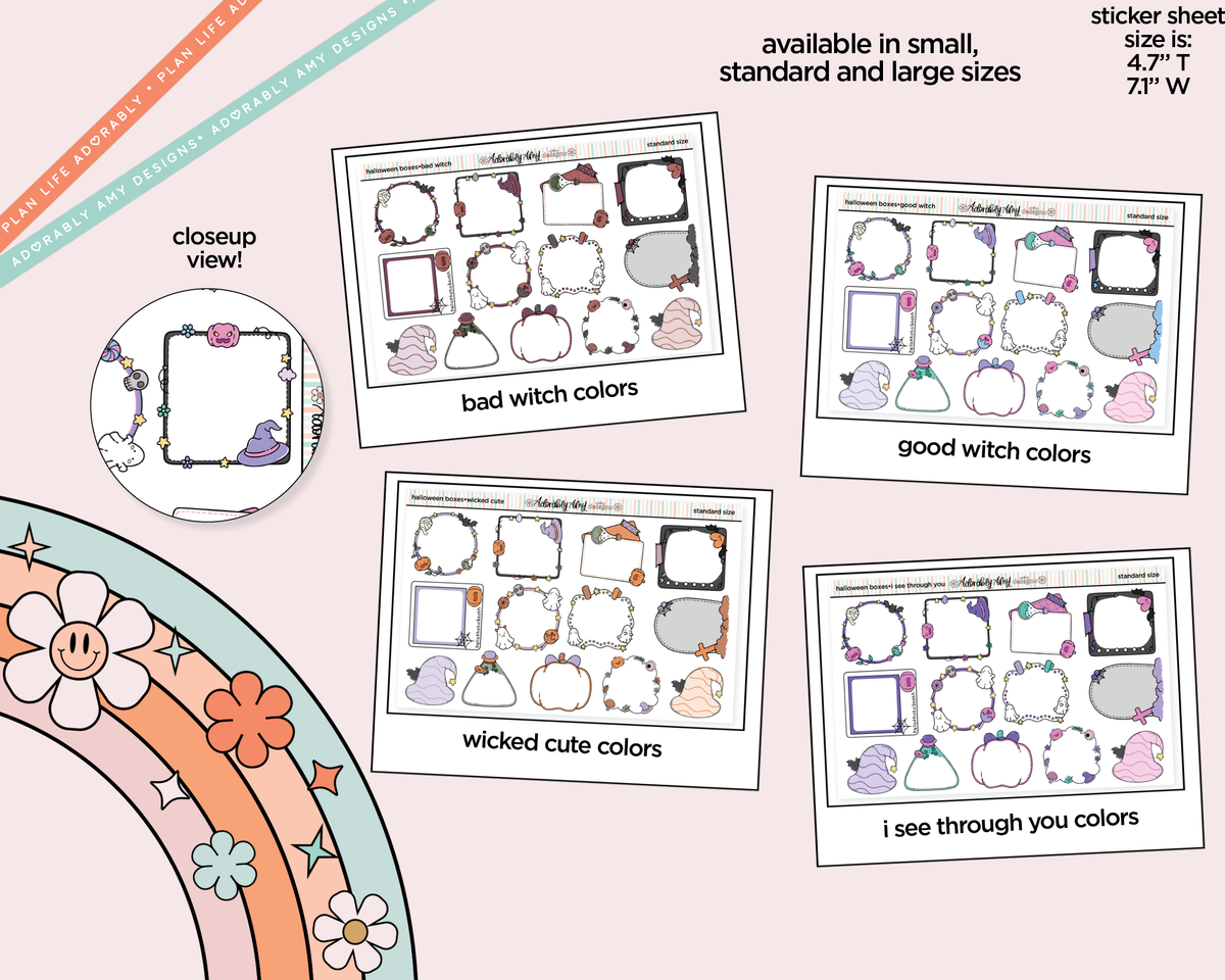 Halloween Boxes Four Color Ways in Small, Standard or Large Size Planner Stickers