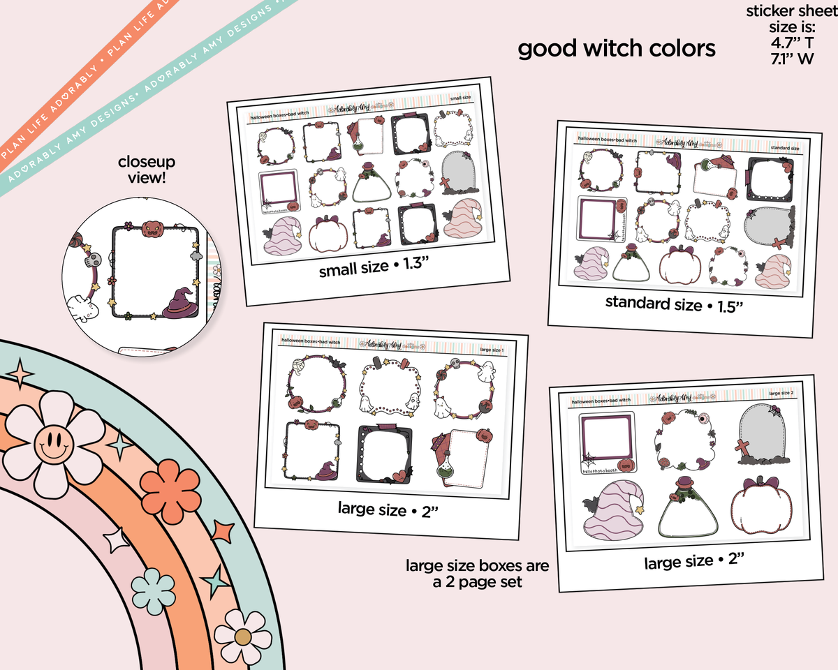 Halloween Boxes Four Color Ways in Small, Standard or Large Size Planner Stickers