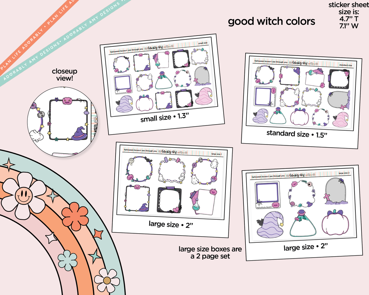Halloween Boxes Four Color Ways in Small, Standard or Large Size Planner Stickers