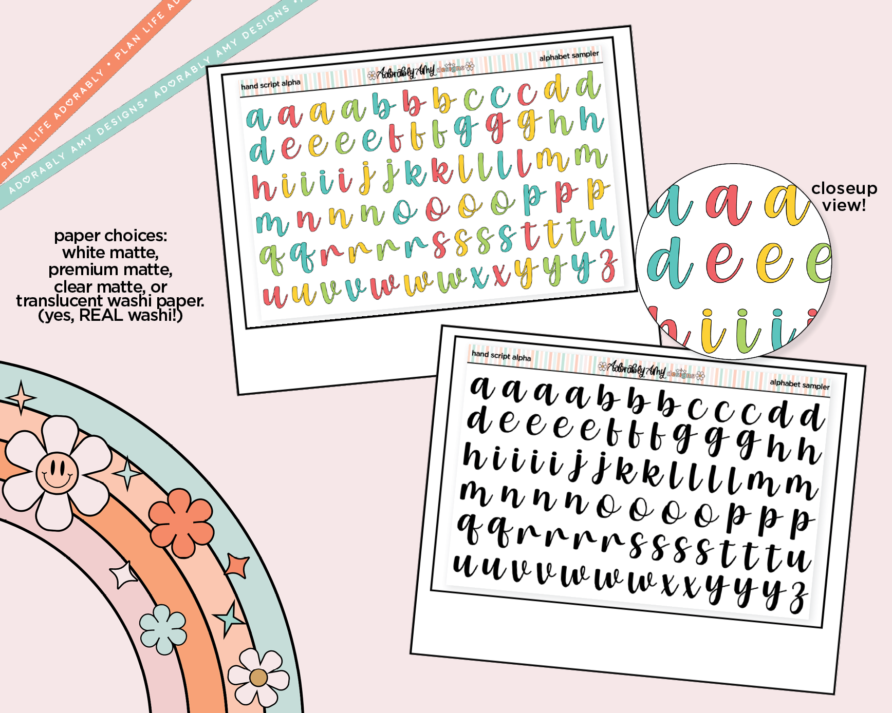Script Alpha Hand Script Alphabet Stickers Deco Typography Sampler Planner Stickers ...