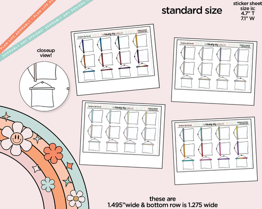 Rainbow Hanging Sign Boxes Standard Stickers for any Standard Size Planner or Insert