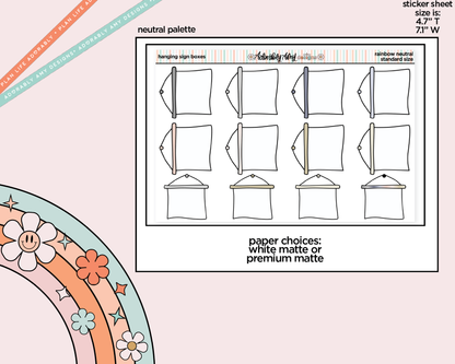 Rainbow Hanging Sign Boxes Standard Stickers for any Standard Size Planner or Insert
