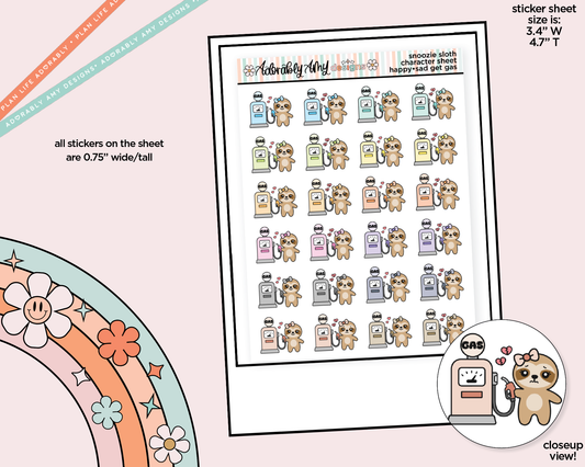 Snoozie Sloth Happy - Sad Get GasDecoration Character Planner Stickers - Adorably Amy Designs
