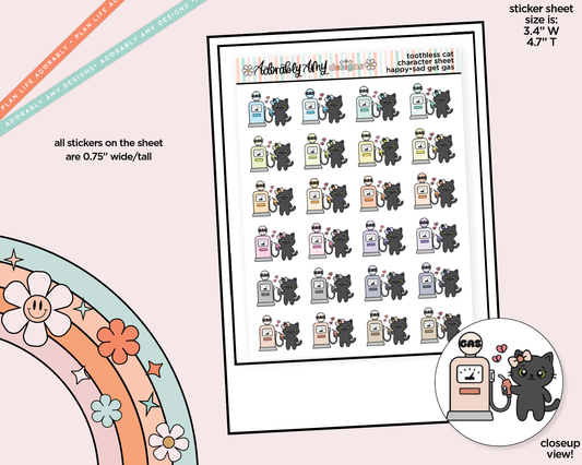 Toothless Cat Happy - Sad Get Gas Decoration Character Planner Stickers - Adorably Amy Designs