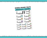 Rainbow or Black Happy AF Typography Planner Stickers for any Planner or Insert