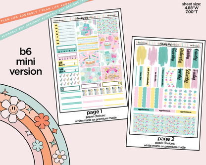 Mini B6 Happy Birthday Weekly Planner Sticker Kit sized for ANY Vertical Insert