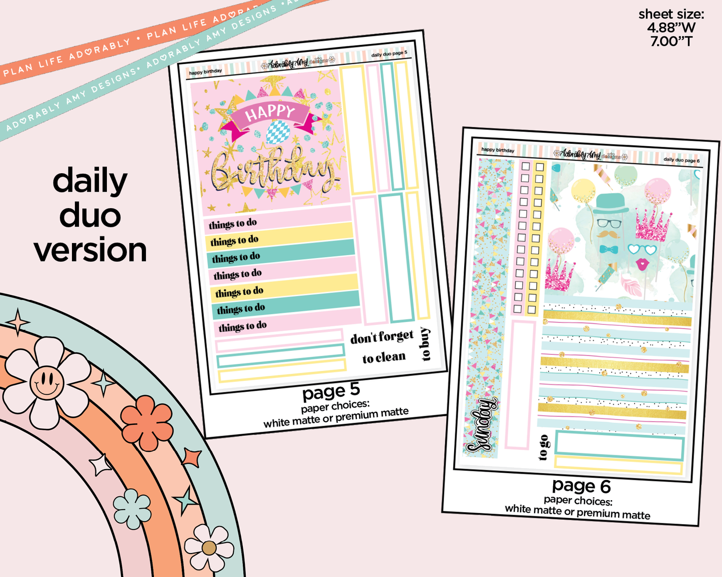 Daily Duo Happy Birthday Weekly Planner Sticker Kit for Daily Duo Planner