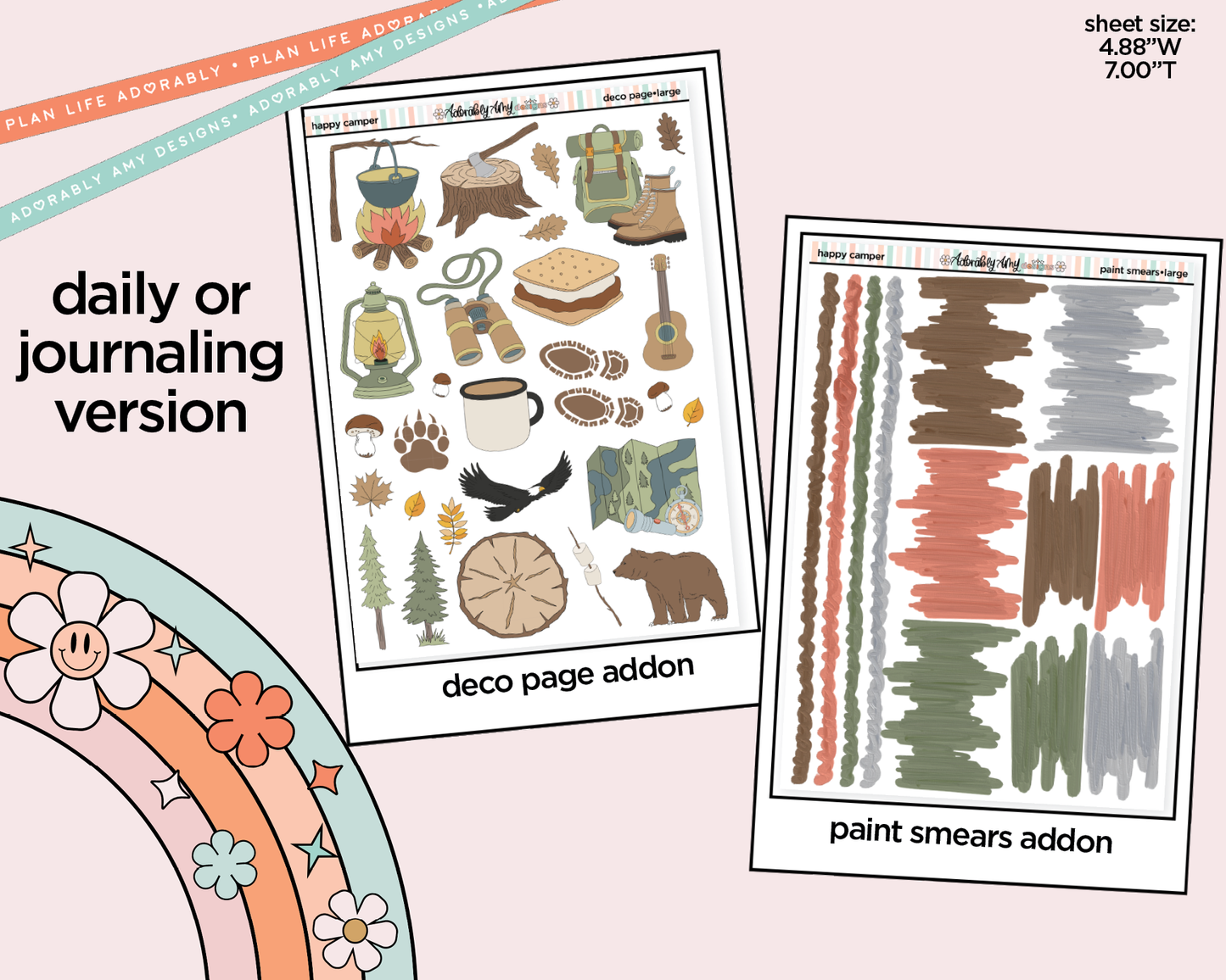 Journaling and Daily Planning Happy Camper Planner Sticker Kit