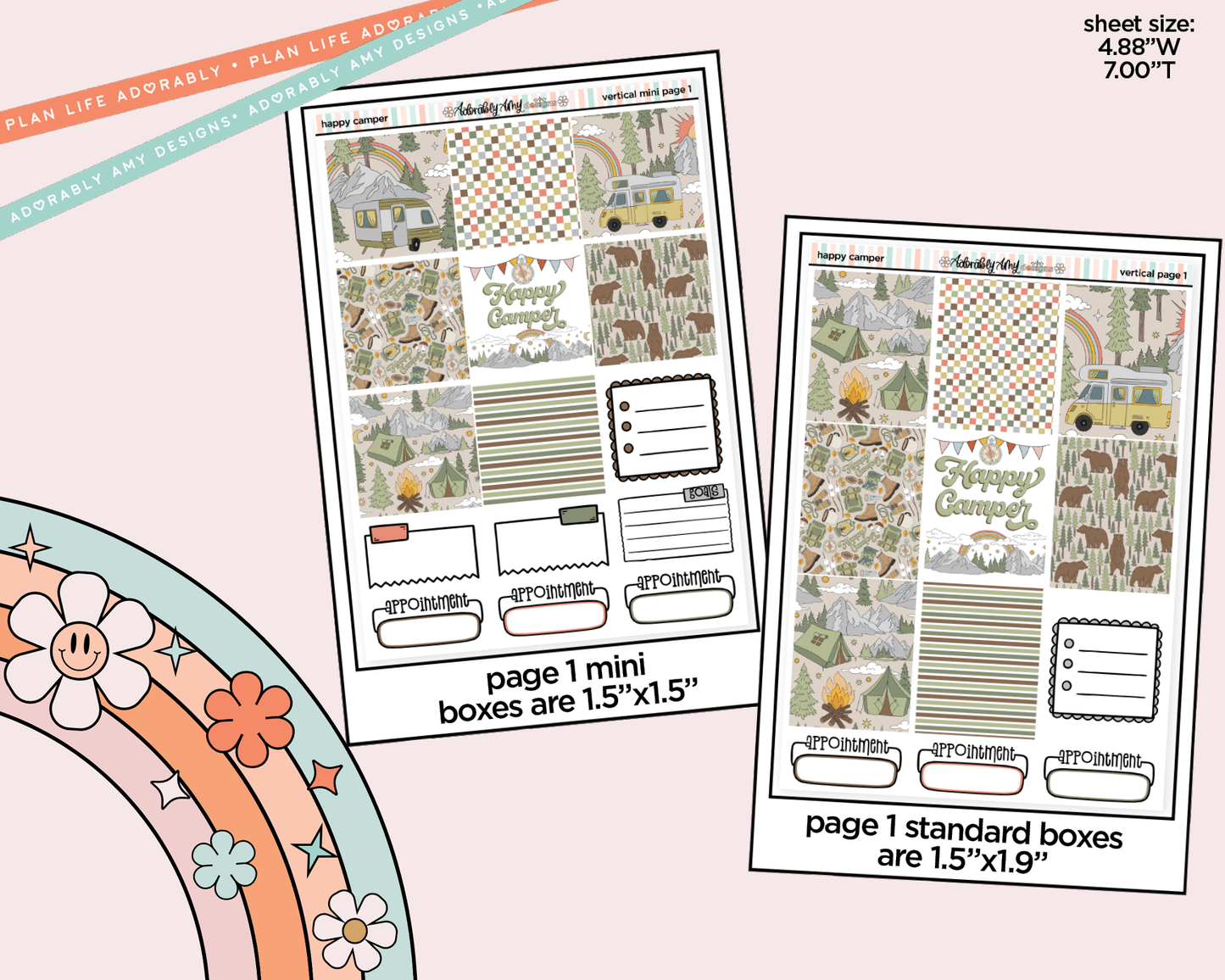 Vertical Happy Camper Kit for Vertical Standard Size Planners or Insert