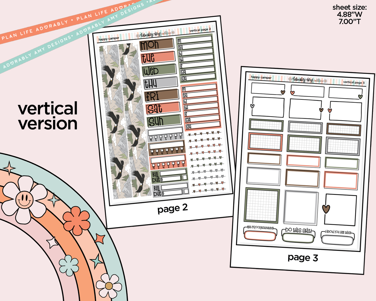 Vertical Happy Camper Kit for Vertical Standard Size Planners or Insert