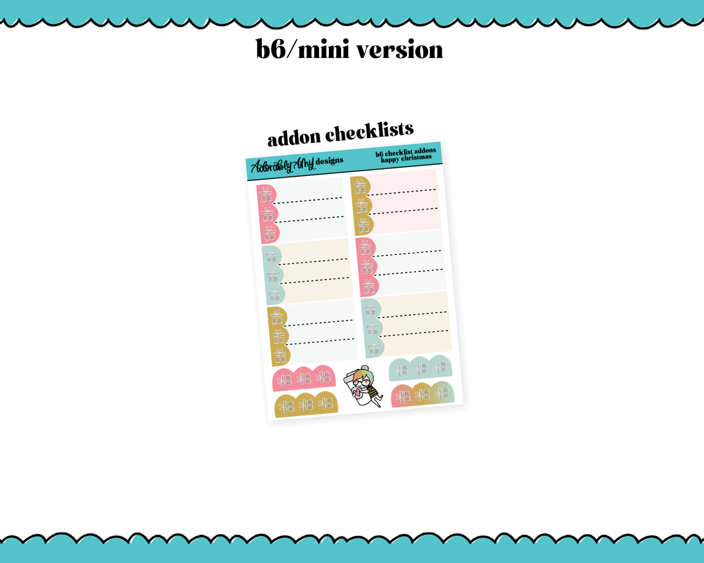 Mini B6 Happy Christmas Weekly Planner Sticker Kit sized for ANY Vertical Insert