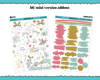 Mini B6 Happy Christmas Weekly Planner Sticker Kit sized for ANY Vertical Insert