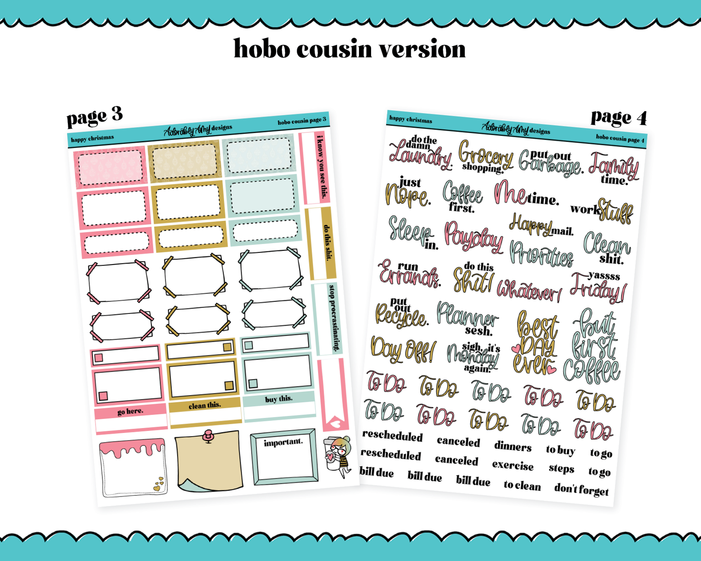 Hobonichi Cousin Weekly Happy Christmas Themed Planner Sticker Kit for Hobo Cousin or Similar Planners