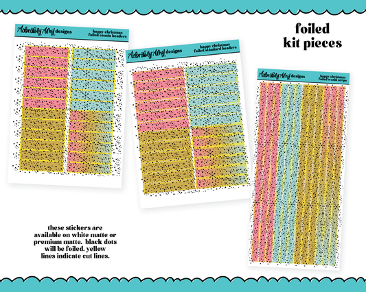 Foiled Happy Christmas Headers or Long Strips Planner Stickers for any Planner or Insert
