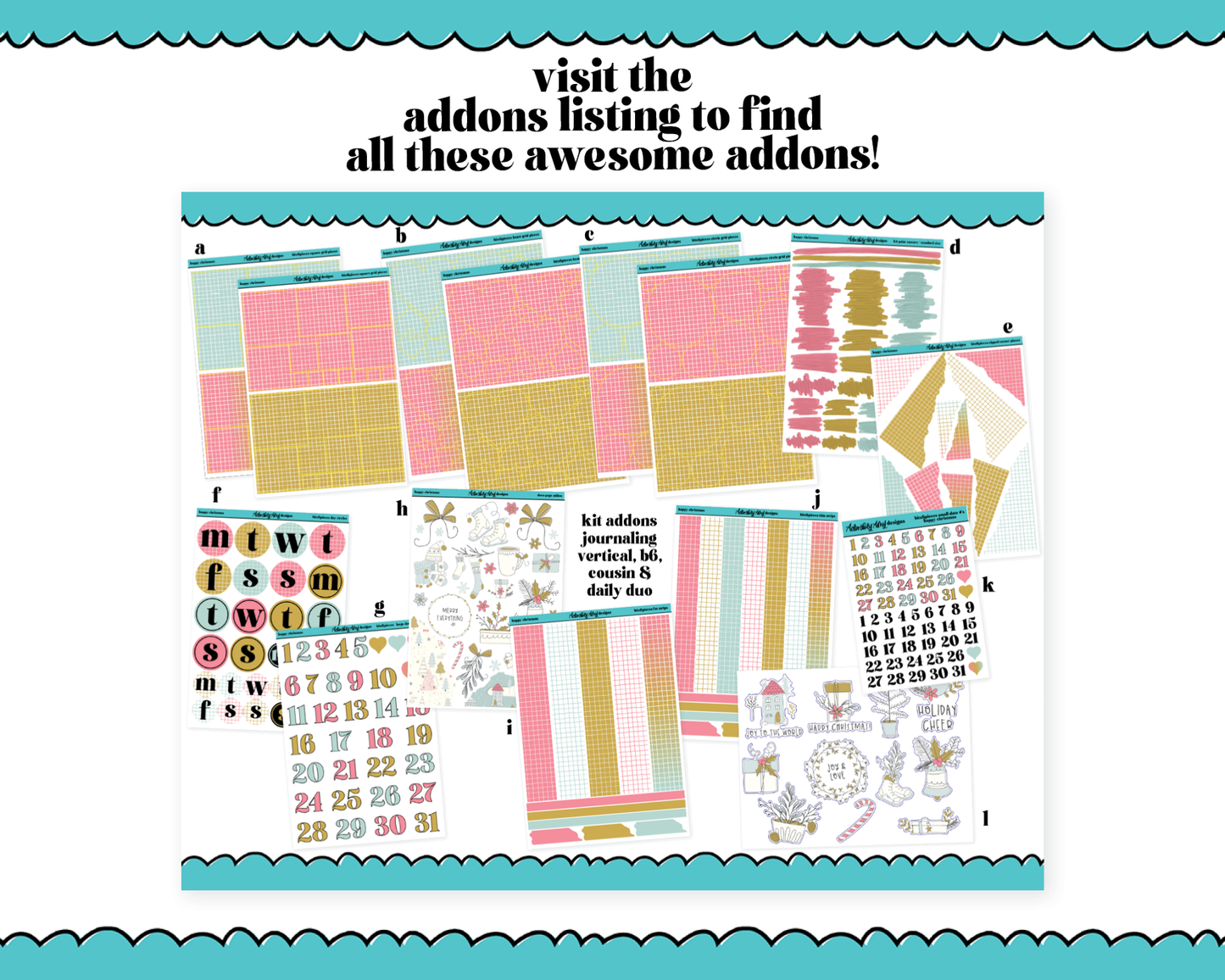 Hobonichi Cousin Weekly Happy Christmas Themed Planner Sticker Kit for Hobo Cousin or Similar Planners