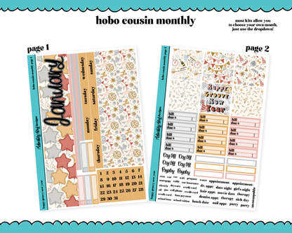 Hobonichi Cousin Monthly Pick Your Month Happy Groovy New Year Planner Sticker Kit for Hobo Cousin or Similar Planners