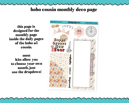 Hobonichi Cousin Monthly Pick Your Month Happy Groovy New Year Planner Sticker Kit for Hobo Cousin or Similar Planners