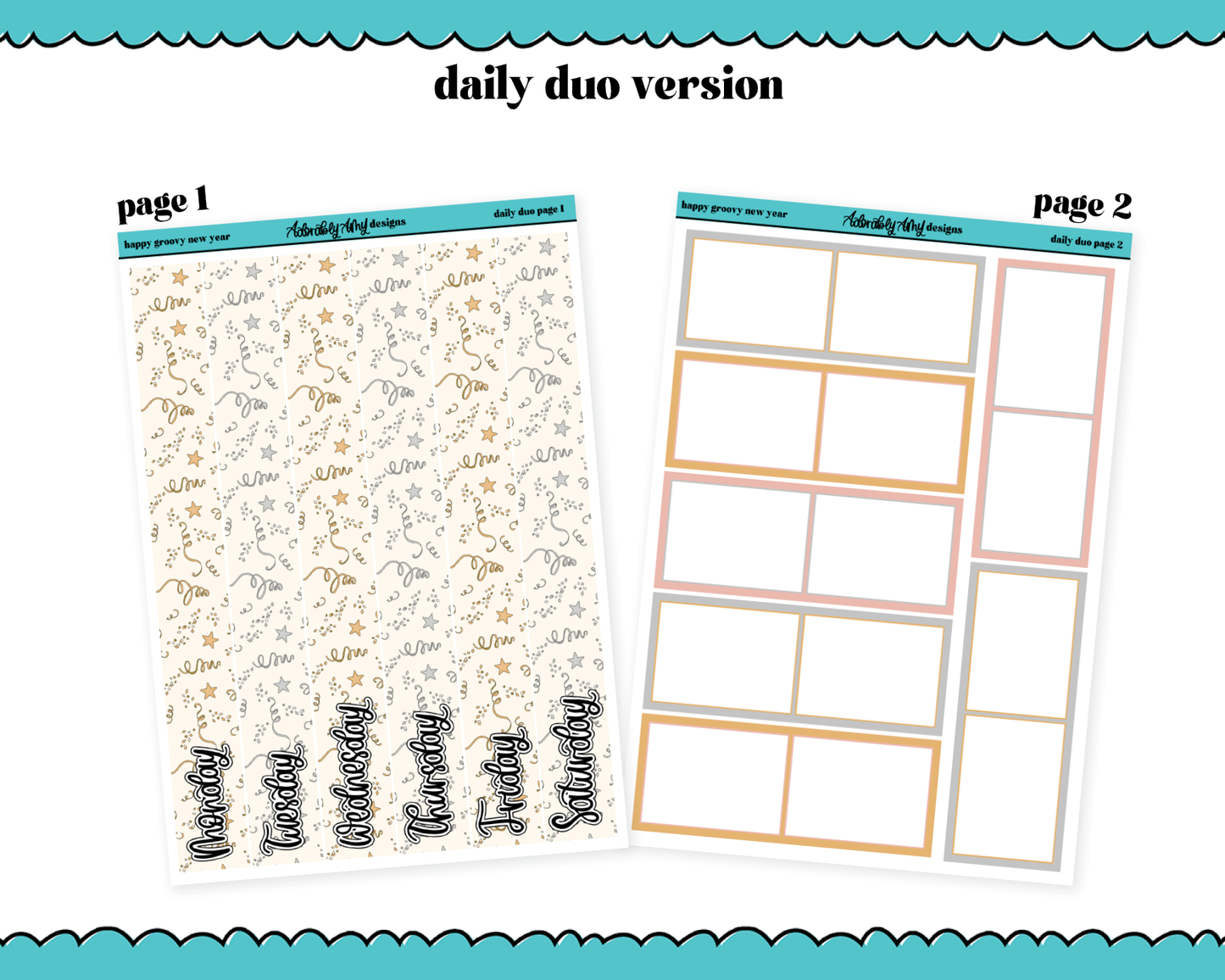 Daily Duo Happy Groovy New Year Weekly Planner Sticker Kit for Daily Duo Planner