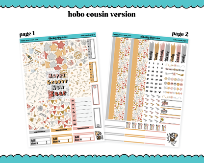 Hobonichi Cousin Weekly Happy Groovy New Year Planner Sticker Kit for Hobo Cousin or Similar Planners