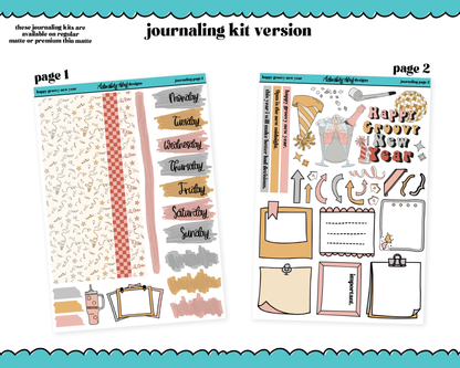 Journaling and Daily Planning Happy Groovy New Year Planner Sticker Kit
