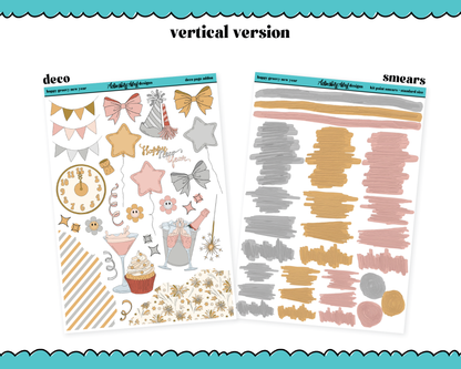 Vertical Happy Groovy New Year Planner Sticker Kit for Vertical Standard Size Planners or Inserts