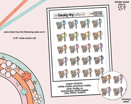 Bailee Bear Happy Mail Decoration Character Planner Stickers