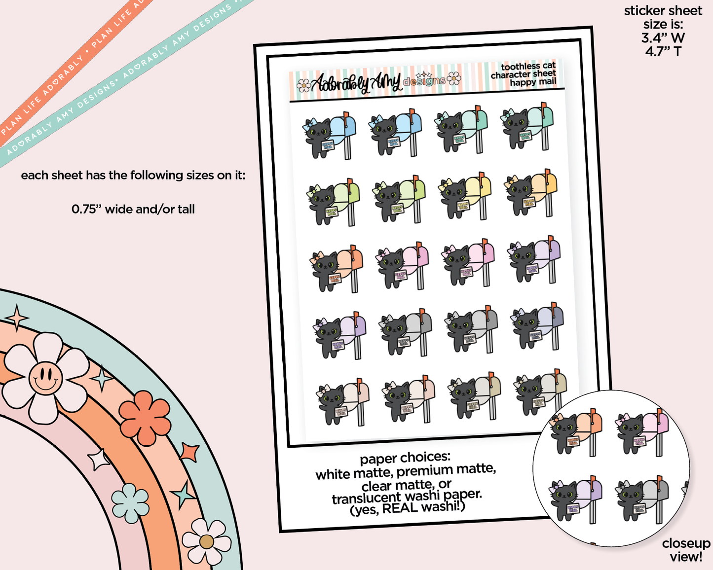 Toothless Cat Happy Mail Decoration Character Planner Stickers