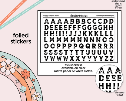 Foiled Happy Camper Alphabet Stickers Deco Typography Sampler Planner Stickers