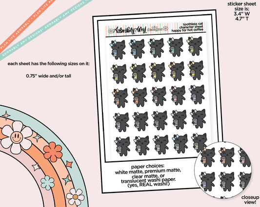 Toothless Cat Happy for Hot Coffee Decoration Character Planner Stickers