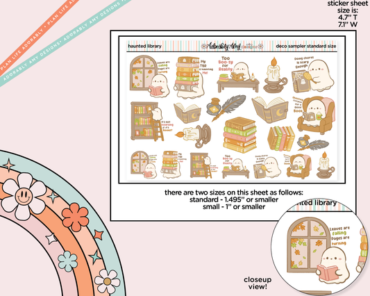 Haunted Library Deco Stickers in Multiple Sizes Decorative Planner Stickers