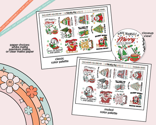 Have Yourself a Merry Little Read Deco Typography Sampler Planner Stickers